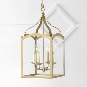 Ruth 11" Traditional Classic Lantern Metal/Glass LED Pendant - JONATHAN Y
